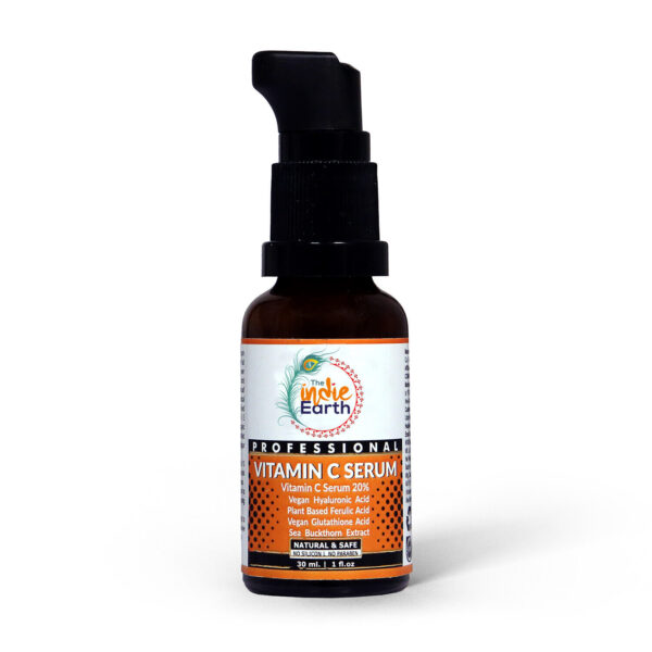 The Indie Earth Vitamin C Serum with Turmeric, Vitamin E, Vegan Hyaluronic Acid, Ferulic Acid and Vegan Glutathione Acid Serum (30 ml) Best Vitamin C Serum Best Brightening Serum